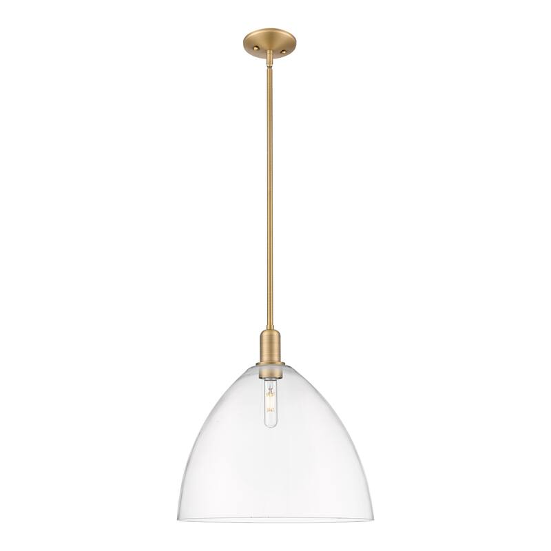 Innovations Lighting Endless Possibilities Arcadia - Bristol - 1 Light 16" Stem Hung Mini Pendant - Clear/Brushed Brass