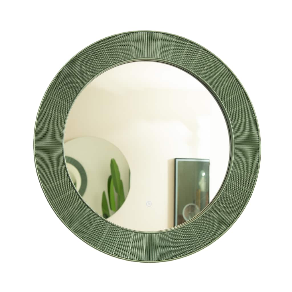 Cyclis Thick Green Frame PU Art Decorative Mirror - Bathroom, Bedroom, Living Room - Green,Silver