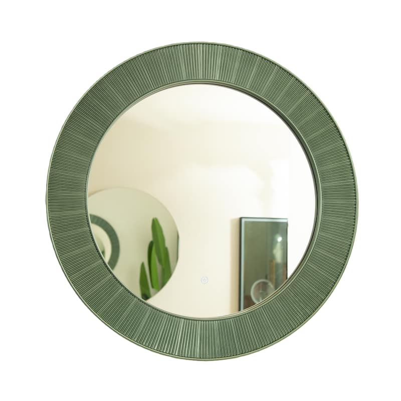 Cyclis Thick Green Frame PU Art Decorative Mirror - Bathroom, Bedroom, Living Room - Green,Silver