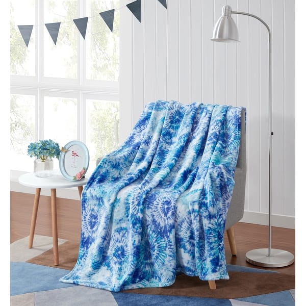slide 1 of 3, Asher Home Beachy Tie-Dye Plush Throw Blanket