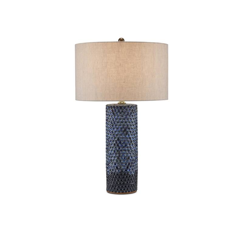 Currey & Company Polka Dot Blue Table Lamp - 28.25"h x 17"dia