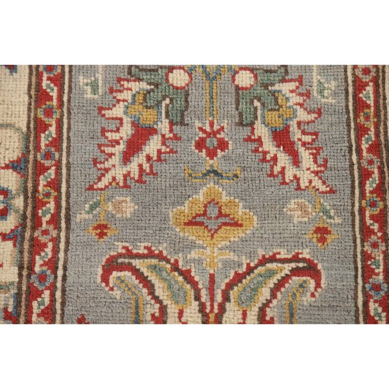 Grey Kazak Runner Rug Hand-Knotted Wool Carpet - 2'2" x 5'11"
