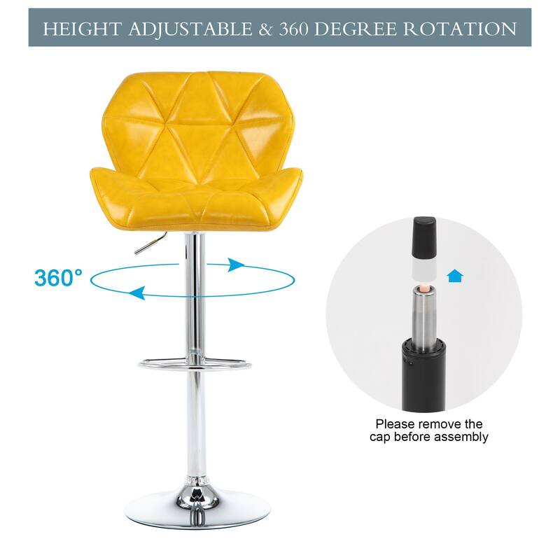 Bar Stools Adjustable Faux Leather Upholstered Counter Height Stools Set of 2