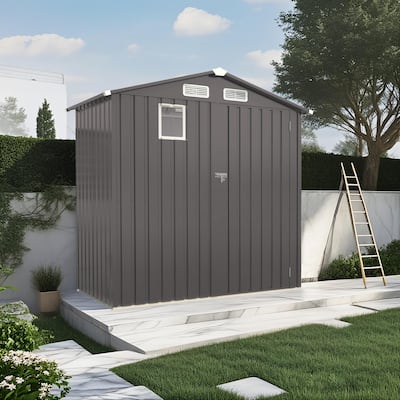 6X4 FT Metal Outdoor Storage Shed, Tool Shed with Positive Window and Lockable Door Compact Metal Tool Shed