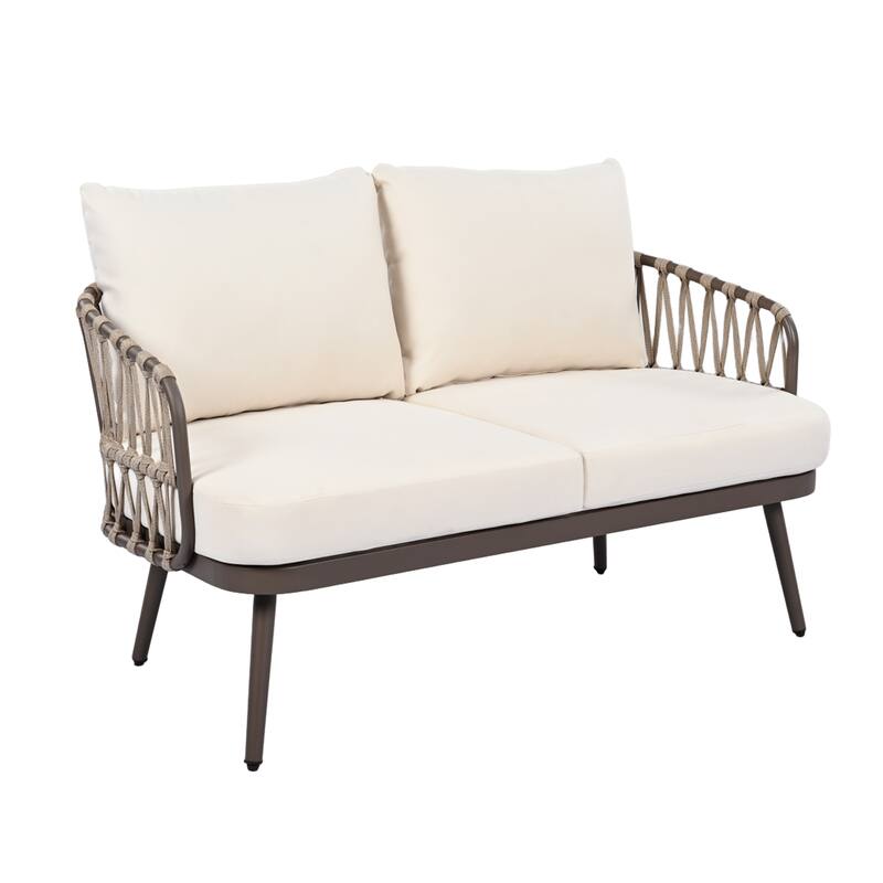 4-Piece Outdoor Patio Furniture Set w/ Coffee Table Outdoor Conversation Set for Garden, Poolside, Balcony