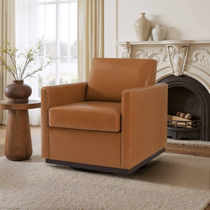 uixe Modern Upholstered Swivel Accent Chair with Pocket Spring Seat