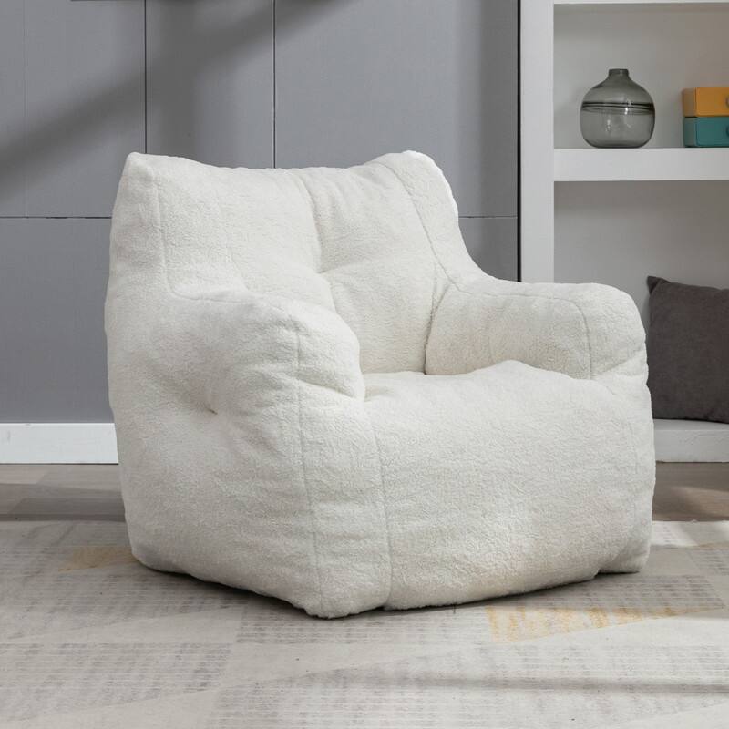 Ultra-Soft Teddy Fabric Memory Foam Bean Bag Chair