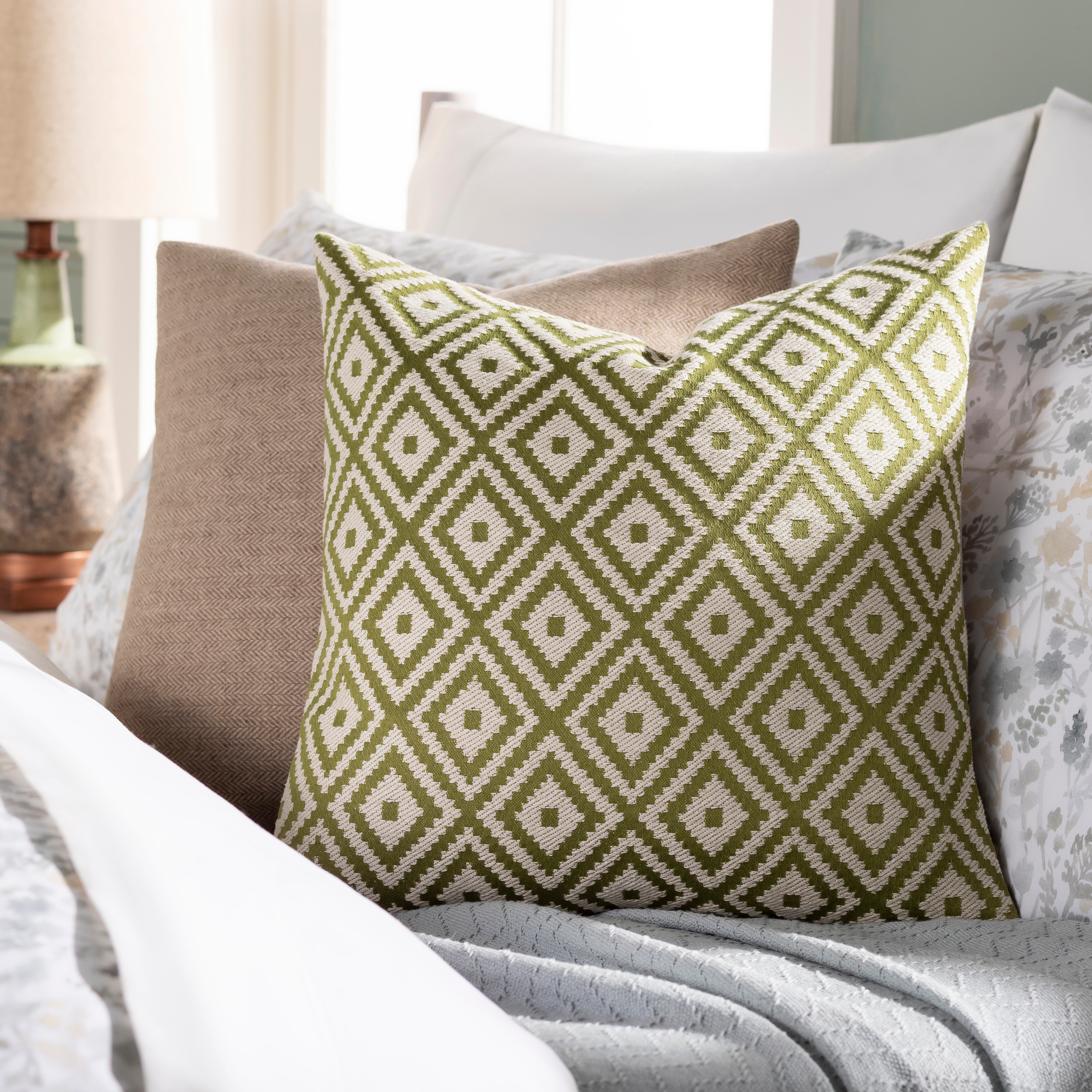 Taimana Farmhouse Jacquard Diamond Throw Pillow.