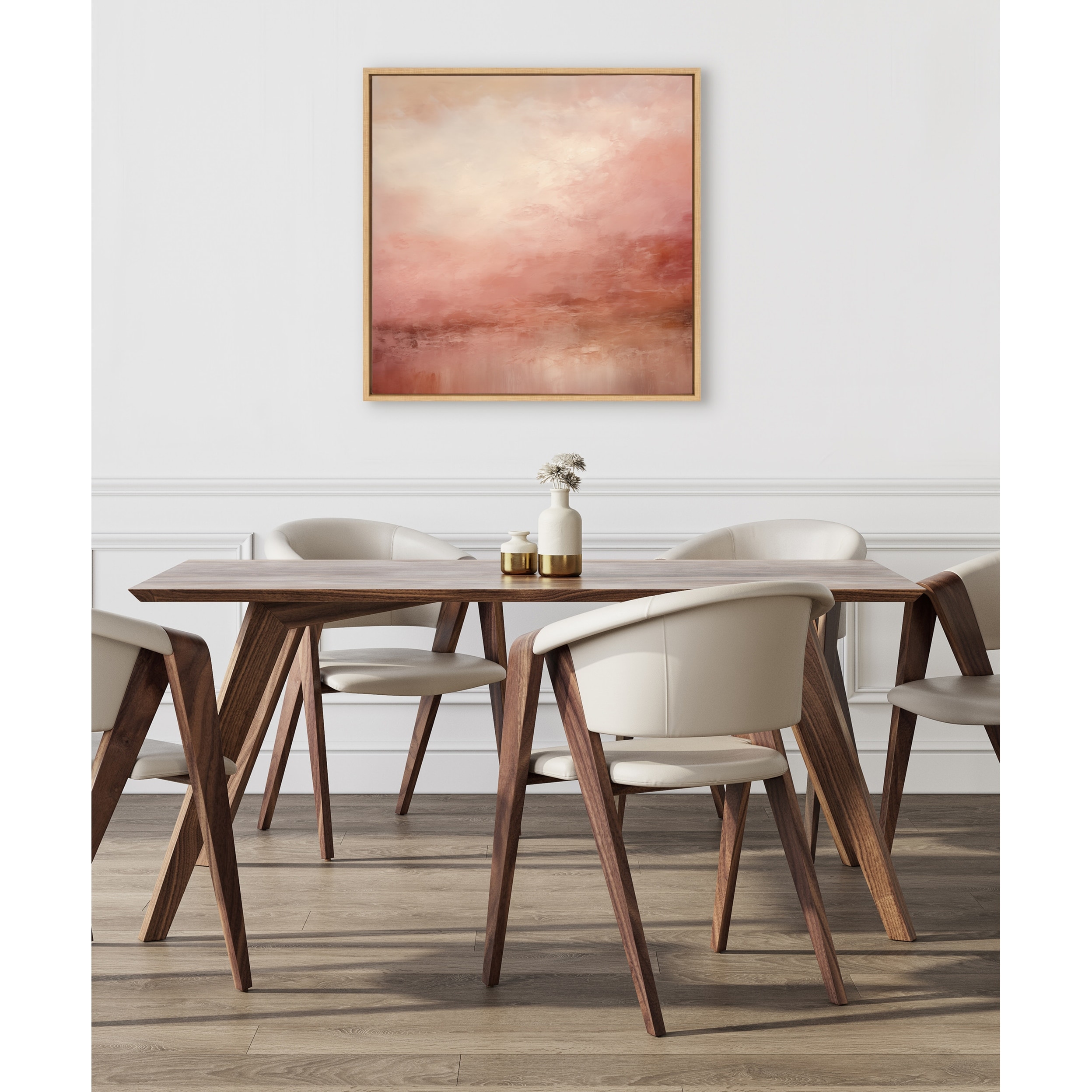 Kate and Laurel Sylvie Tonal Pink Peach Framed Canvas by Creative Bunch Studio