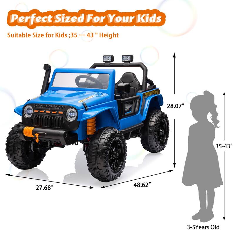 2 Seater Electric Truck, 24V Ride On Car for Kids Best Gift