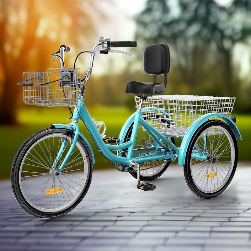 Adult Tricycle Adult Trike 24"/26"1 Speed 3 Wheel Bike w/Removable Basket