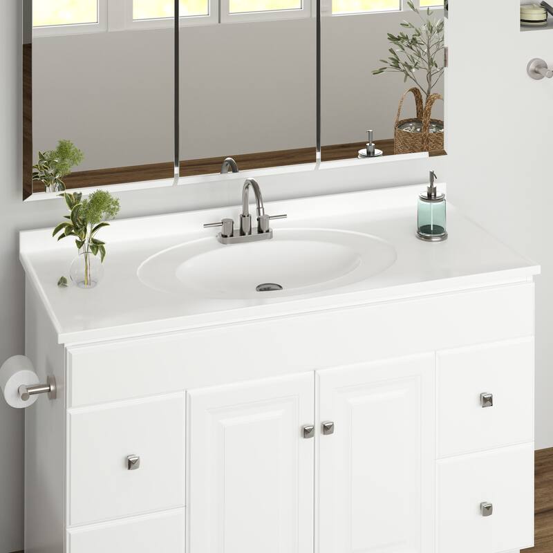 Design House Cultured Marble Vanity Top 49-Inch Single Bowl Sink - Solid White