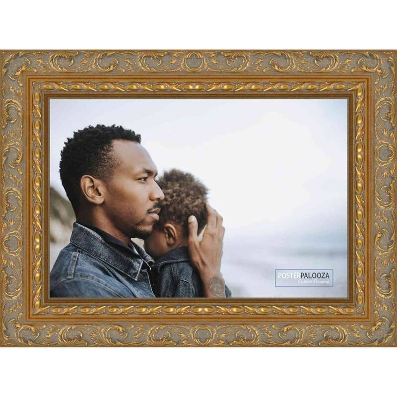 5x7 Traditional Antique Gold Complete Wood Picture Frame with UV Acrylic, Foam Board Backing, & Hardware