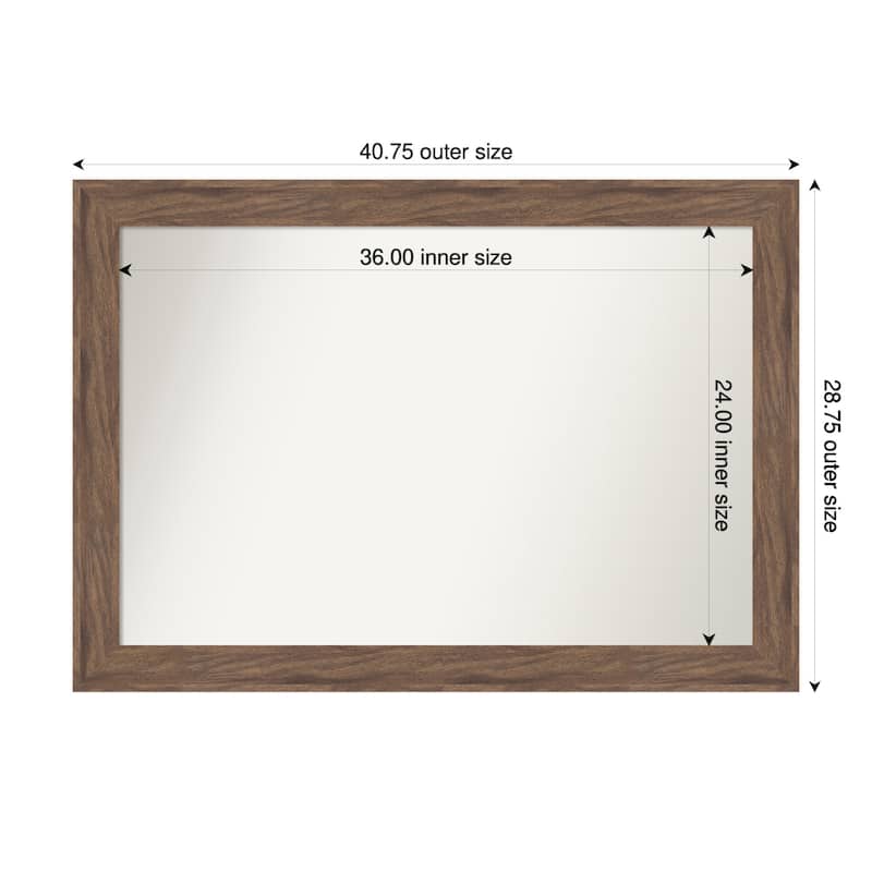 Pia Medium Brown Non-Beveled Framed Wall Mirror - Pia Medium Brown - 41 x 29 in