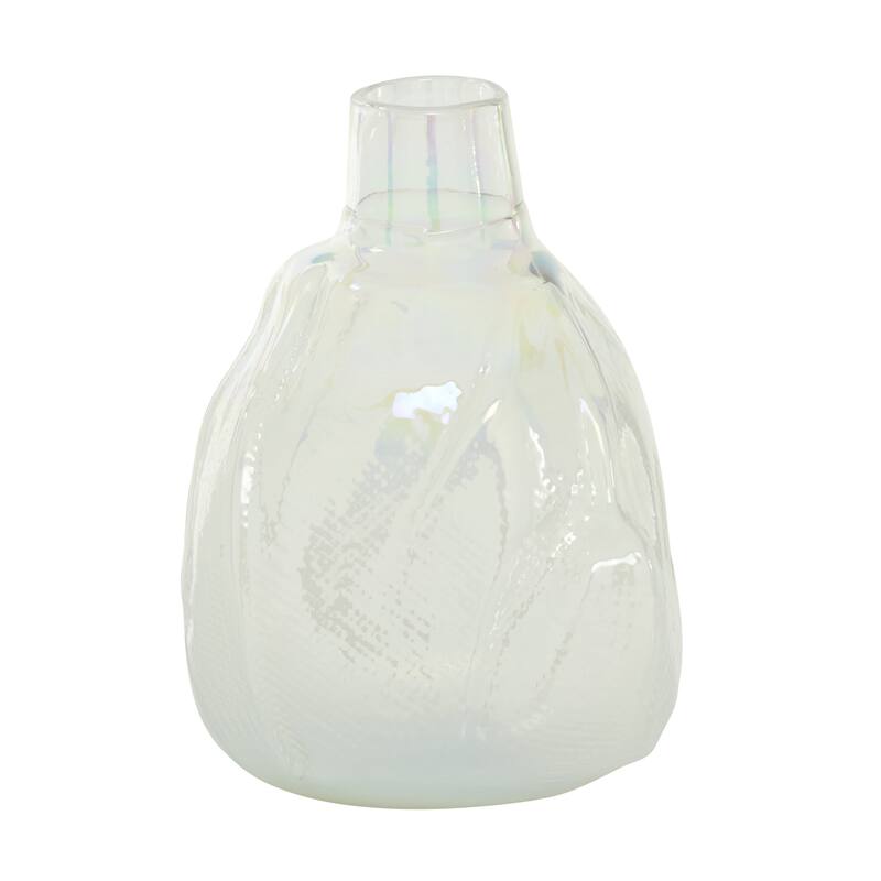 White Glass Contemporary Vase 14 x 9 x 9