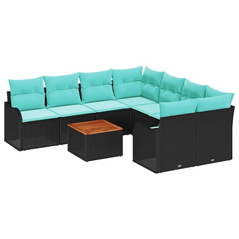 vidaXL 9 Piece Garden Sofa Set with Cushions - 91.5×92.1×27.2