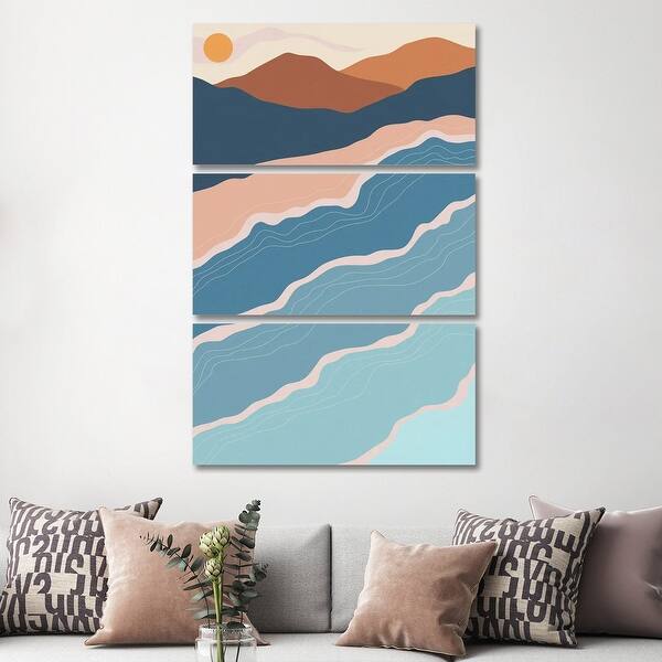 slide 2 of 3, iCanvas "Beach And Mountains I" by Jay Stanley 3-Piece Wall Art Set 60x40x1.5
