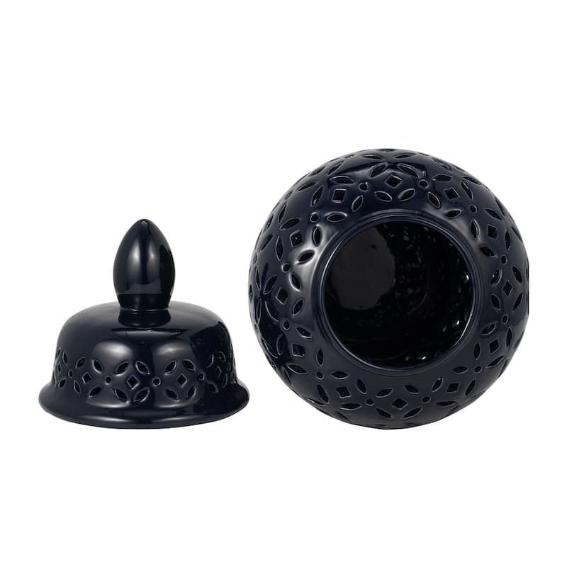 Sagebrook Home Neutral Ceramic Temple Ginger Jar