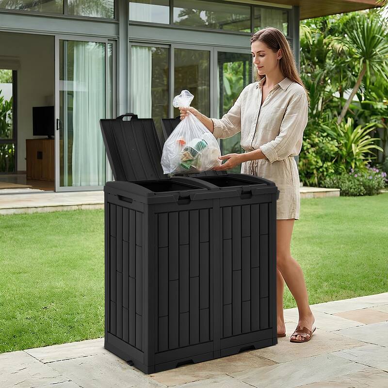 Moasis 31/76 Gallon Resin Outdoor Patio Trash Can