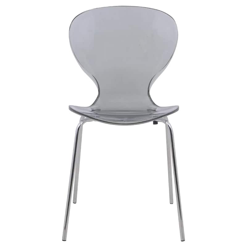 Oyster Modern Ergonomic Transparent Stackable Dining Side Chair with X Shaped Frame Rounded Seat Edge for Indoor Outdoor Use