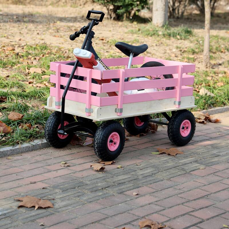 Fresh blue wooden household trolley for children's toy transportation/garden tool cart/outdoor portable trolley