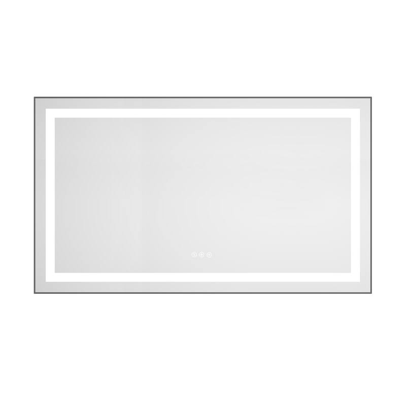 48" x 28" LED Bathroom Mirror with Front and Backlight, Wall Mounted Vanity Mirror with Aluminum Frame, Anti-Fog - Gun Ash