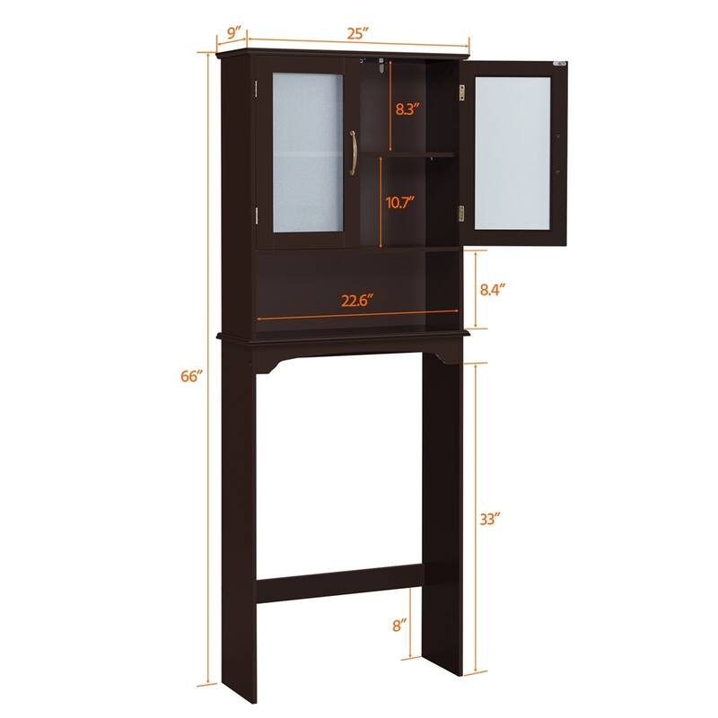 Yaheetech Bathroom Organizer Over The Toilet,2-Door,1 Open-Shelf