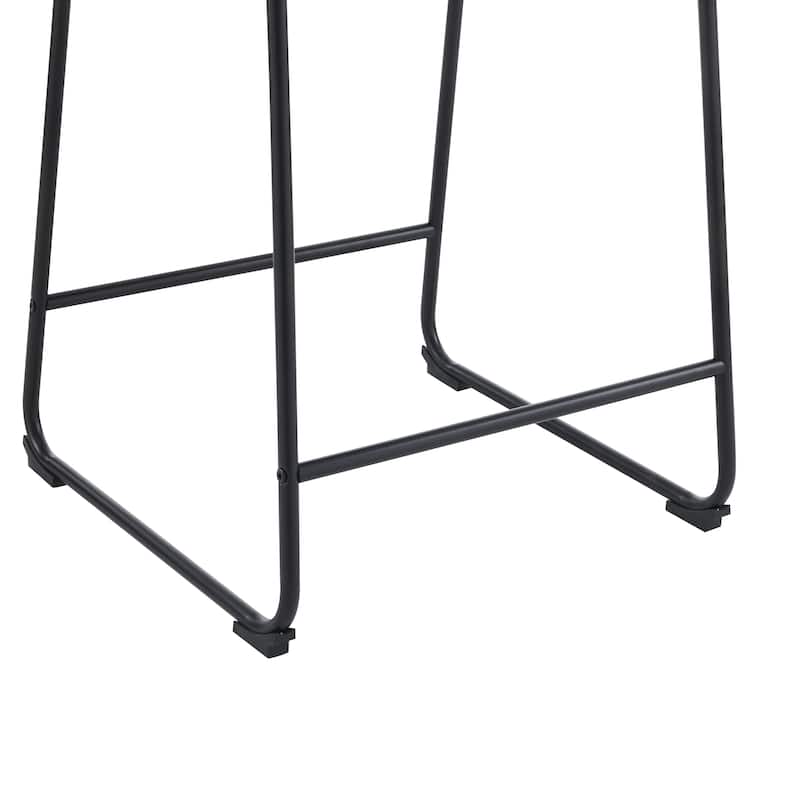 Faux Leather Bar Stools Set of 2, Counter Height Bar Stool with Back, Kitchen Island Chairs with Metal Legs and Footrest