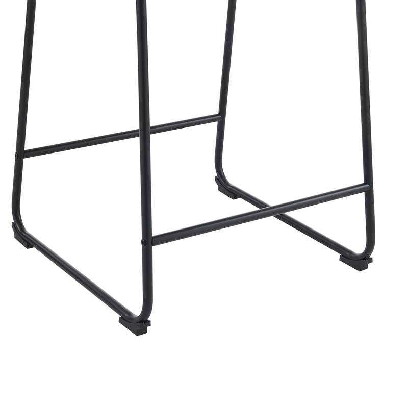 Vintage Faux Leather Counter Stools Set of 2 Ergonomic Bar Stools with Cream Padded Backrest, Black Footrest and Sled Base