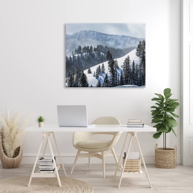 Stupell Quiet Snowy Mountain Slopes Scattered Fir Trees Canvas Wall Art, Design by Steve Smith