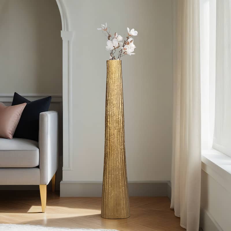 Decorative Vase with Textured Finish - Sculptural Vase for Home Decor - Gold/ Metallic - 58.5"