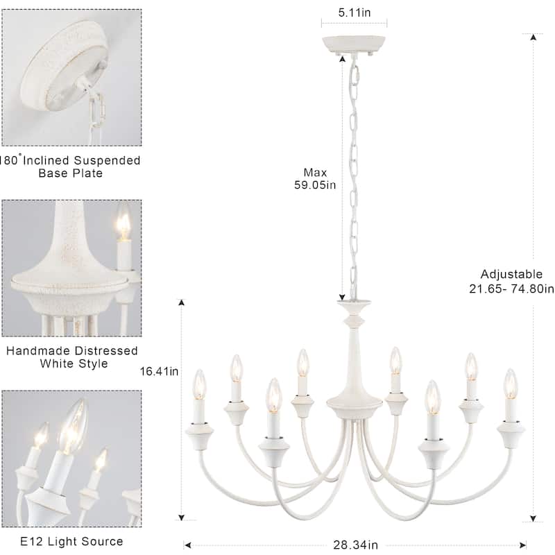 8-Light 28.34 in. Traditional Chandelier for Kitchen Living Room