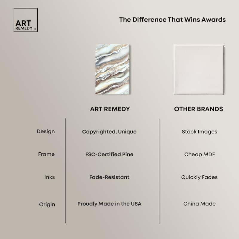 Art Remedy Neutral Lines I Gallery Wrapped Boho Abstract 1 Piece Canvas Wall Art