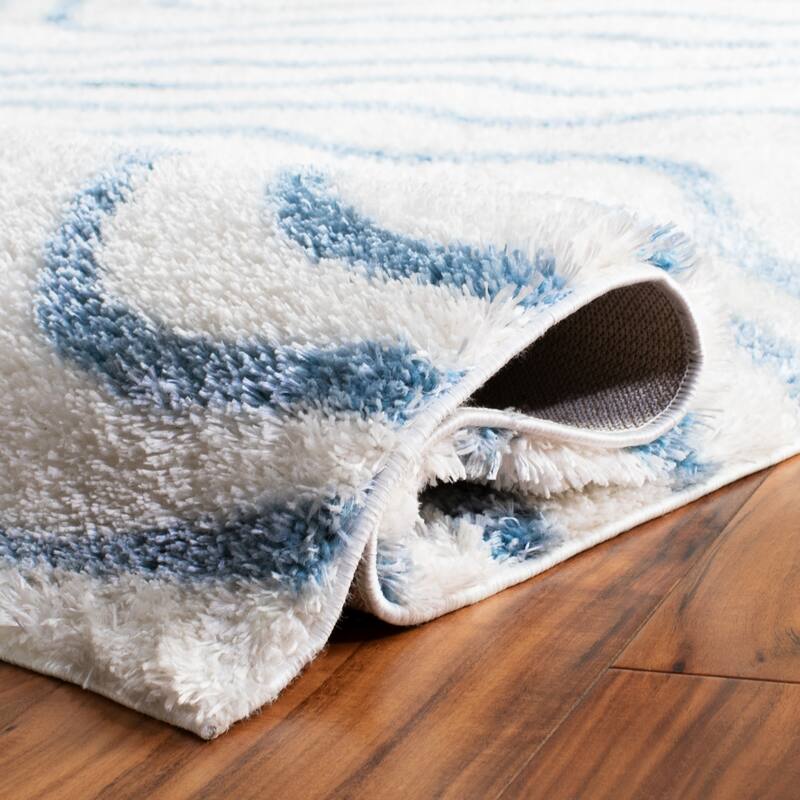 SAFAVIEH Tahoe Rica Shag Modern Stripe 1.2-inch Thick Rug