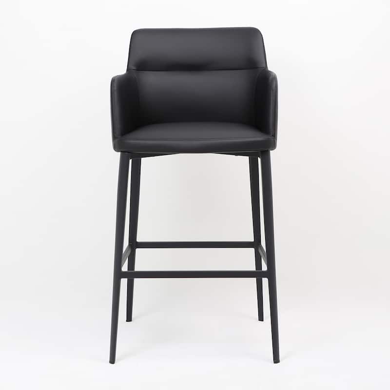 Williamsburg Modern Leatherette Bar Stool (25-inch/ 29-inch) - Black - Bar Height
