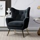 preview thumbnail 125 of 141, Eusebio Tufted Velvet Accent Chair with Wingback, Arms, and Metal Gold Legs for Living Room or Bedroom by HULALA HOME BLACK