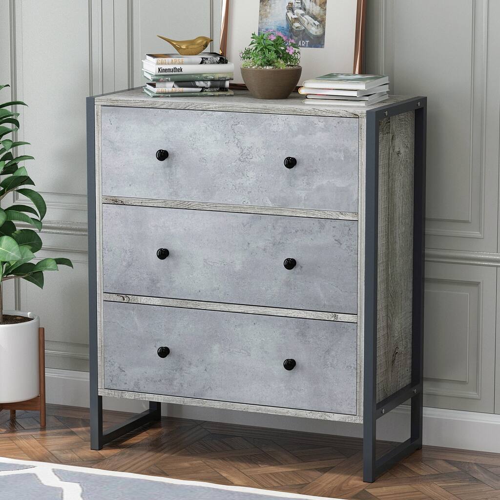Timechee 3-Drawer Storage Chest Dresser with Metal Frame