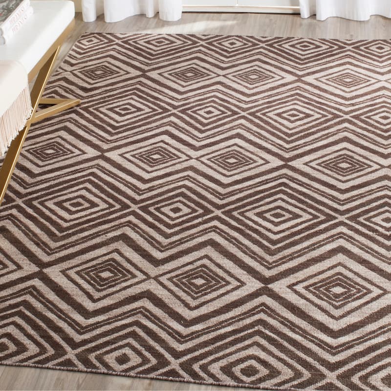 SAFAVIEH Handmade Flatweave Kilim Aviana Wool Rug - 4' x 6' - Grey/Light Grey