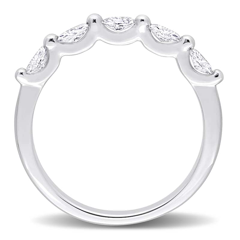 Miadora 1/3ct TW Marquise Shape Diamond Semi-Eternity Band in Platinum