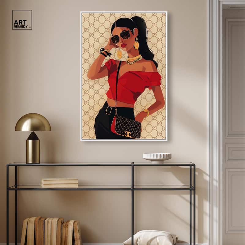 Her Stylish Red Look Canvas by Art Remedy