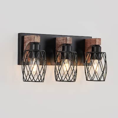 18" Industrial Vintage 3-Light Wall Sconce, Cage Wall Lighting Fixture