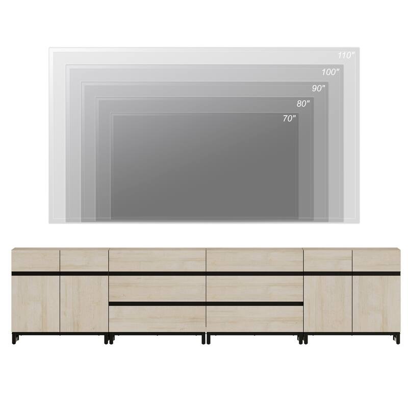 Modern TV Stand for TVs up to 120 inch, 4 in 1 TV Console with Adjustable Shelves and 6 Drawers, Media Console