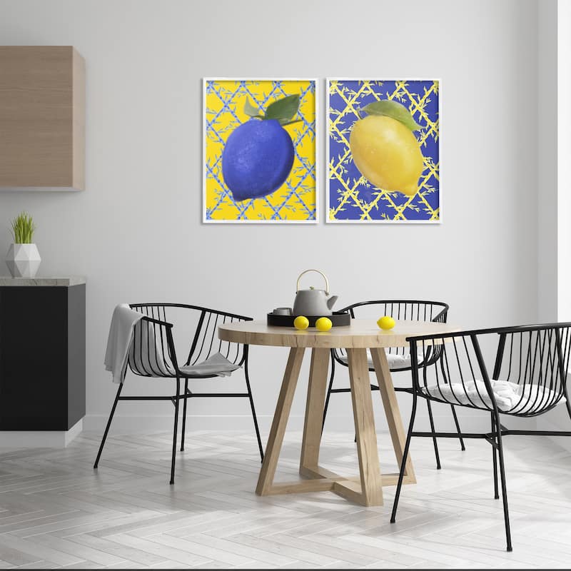 Stupell Bold Blue & Yellow Lemons Framed Giclee Art Design By Matthew Piotrowicz (Set of 2)