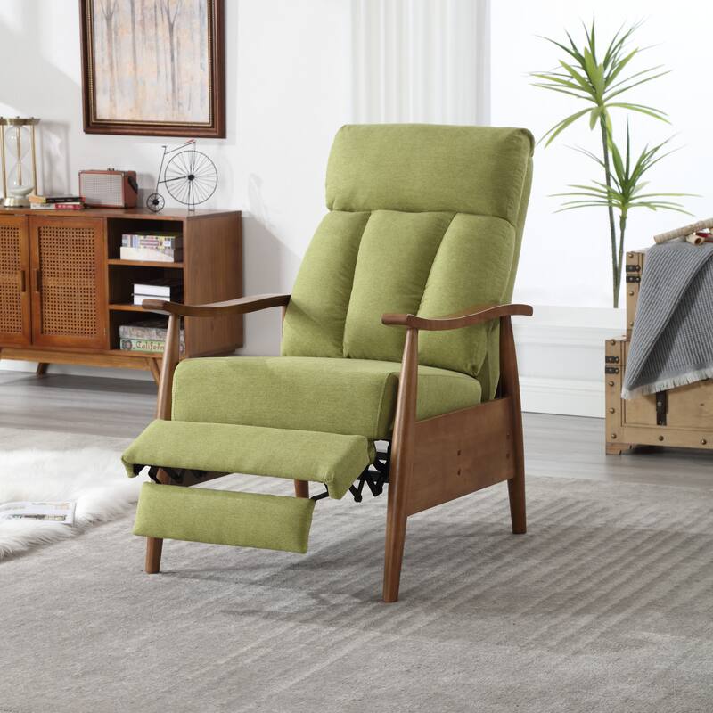 PU Leather Recliner Chair,Living Room Solid Wood Accent Chair - Olive Green