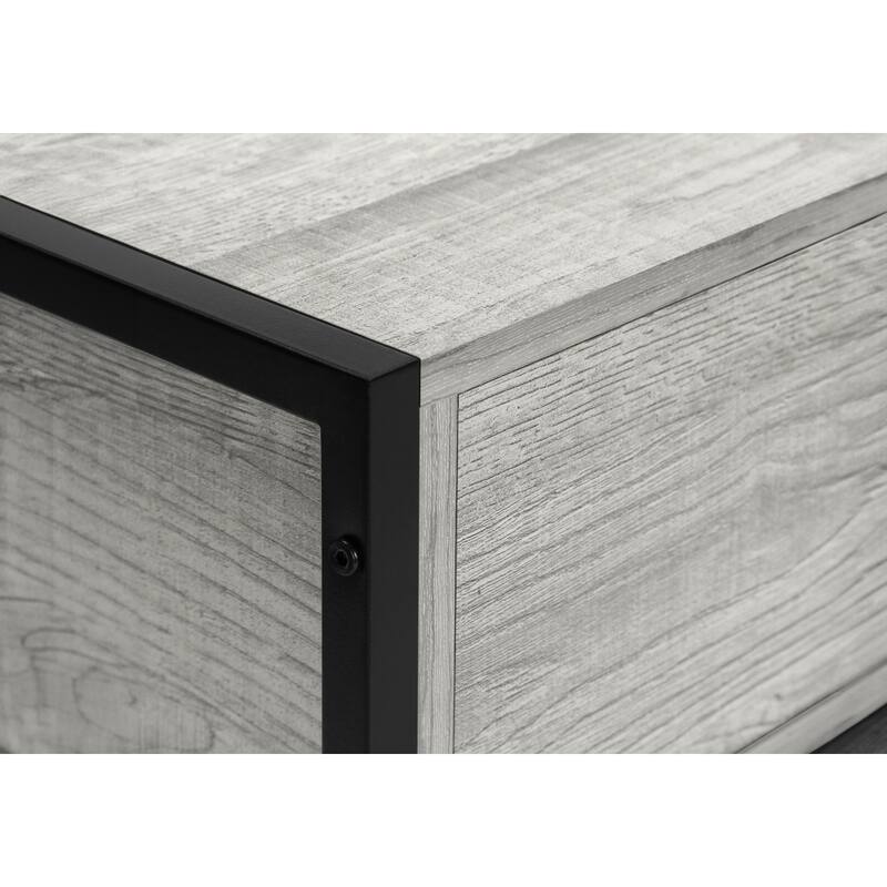 Contemporary 48" TV Stand, Grey Wood-Look Finish with Black Metal Frame, Storage Drawer for Media Devices