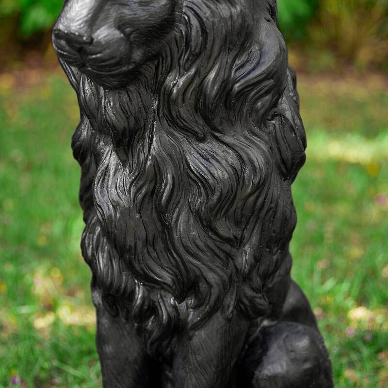 Glitzhome 28"H Oversized MGO Guardian Sitting Lion Garden Statue Porch Sculpture Indoor Outdoor