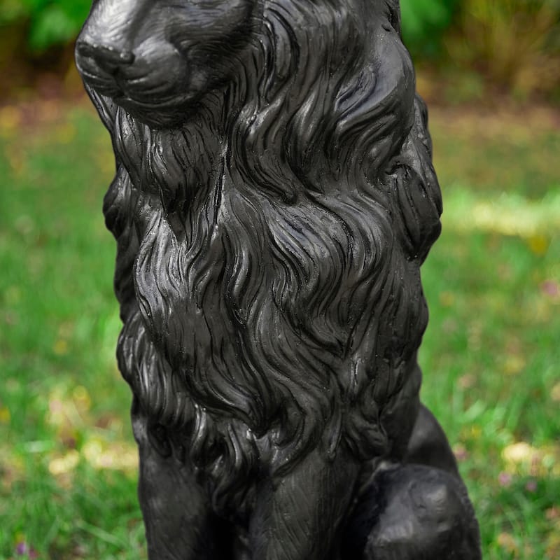 Glitzhome Set of 2 MGO Majestic Sitting Guardian Lion Statues Porch Sculpture Outdoor Indoor