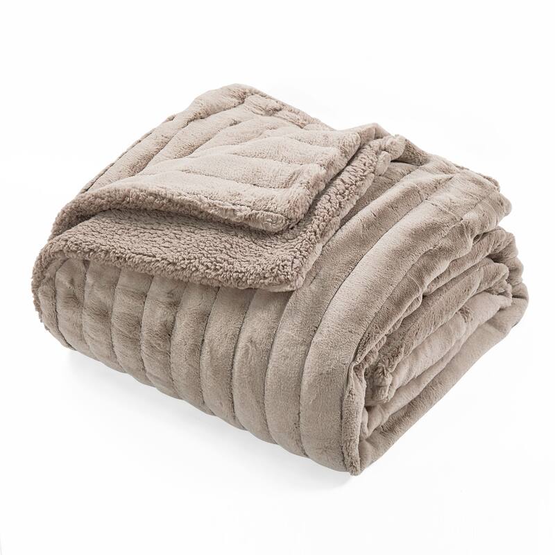 Oversized SuperMink Blanket with Sherpa Backing, 118" x 95"