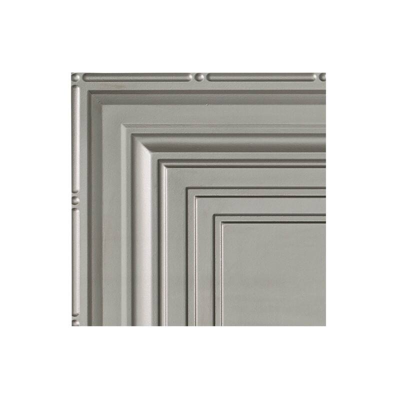 FASÄDE Traditional Style 3 Decorative Vinyl 2ft x 2ft Lay in Ceiling Panel in Argent Silver (5 Pack)