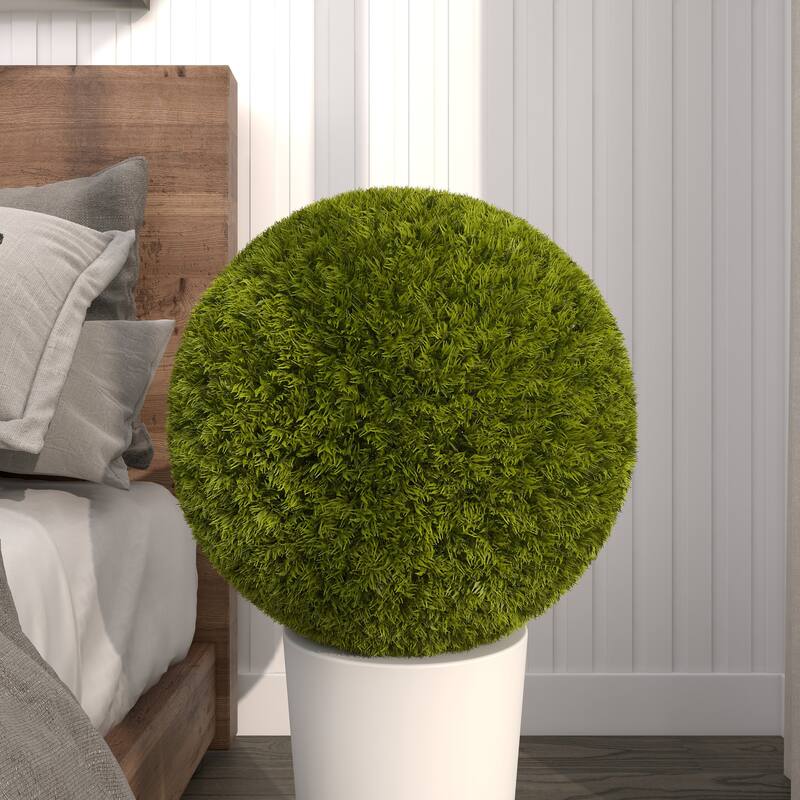 Green Faux Foliage Boxwood Topiary Artificial Foliage Ball - 15 x 15 x 15